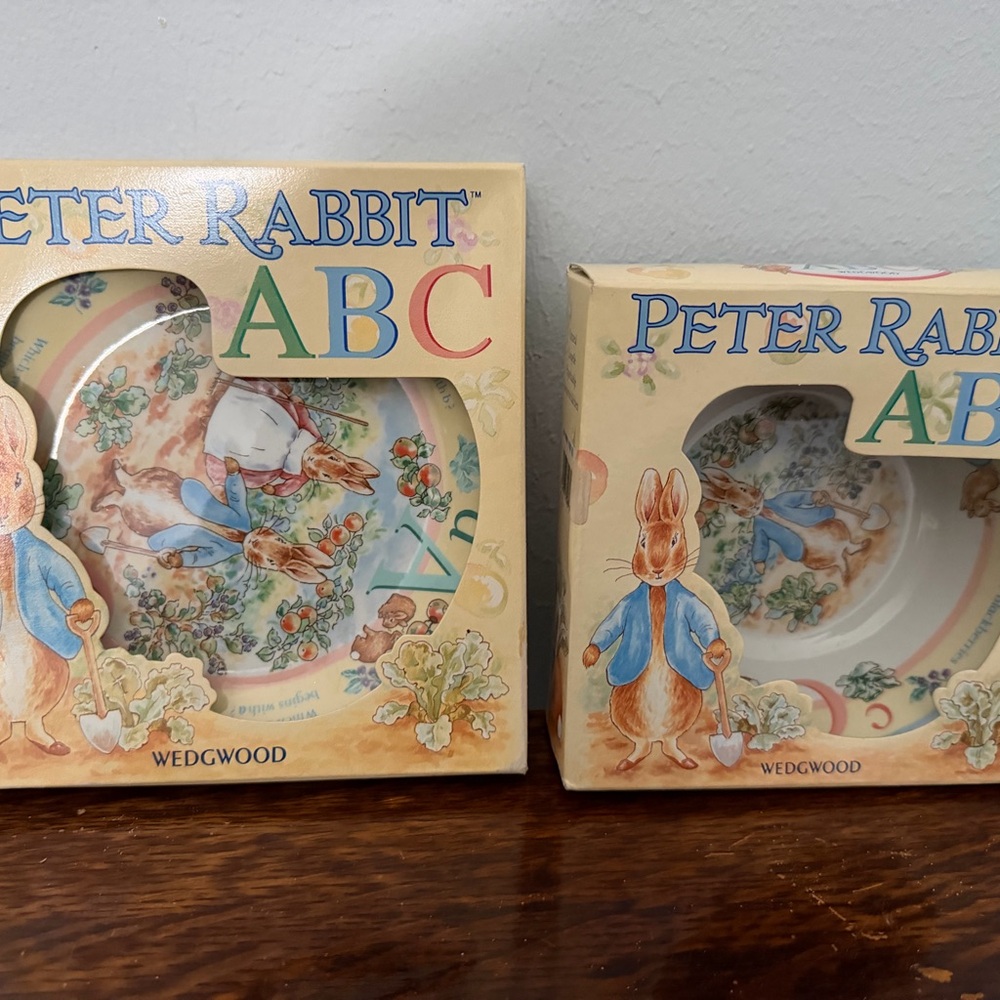 Wedgwood Peter Rabbit ABC Plate/Bowl Set - Blue and Cream